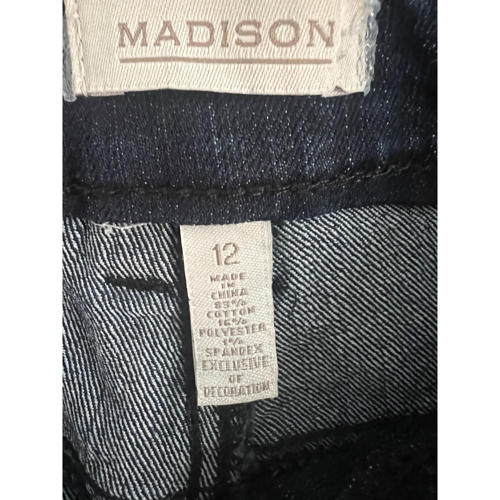 Madison Womens Dark Wash Sequin Embellished Straight Leg Jeans Blue Size 12 - Picture 5 of 5
